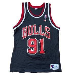 Vintage Chicago Bulls Jersey Dennis Rodman 91 NBA Basketball Champion Size 40
